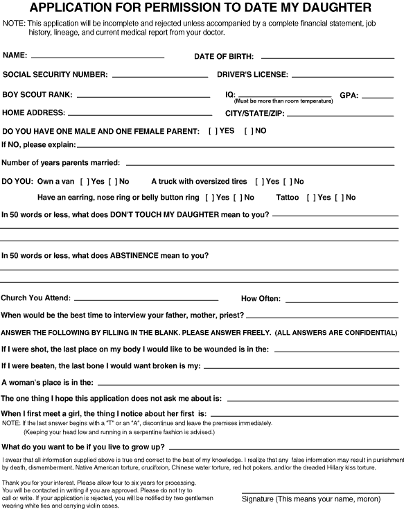 rules for dating my son application